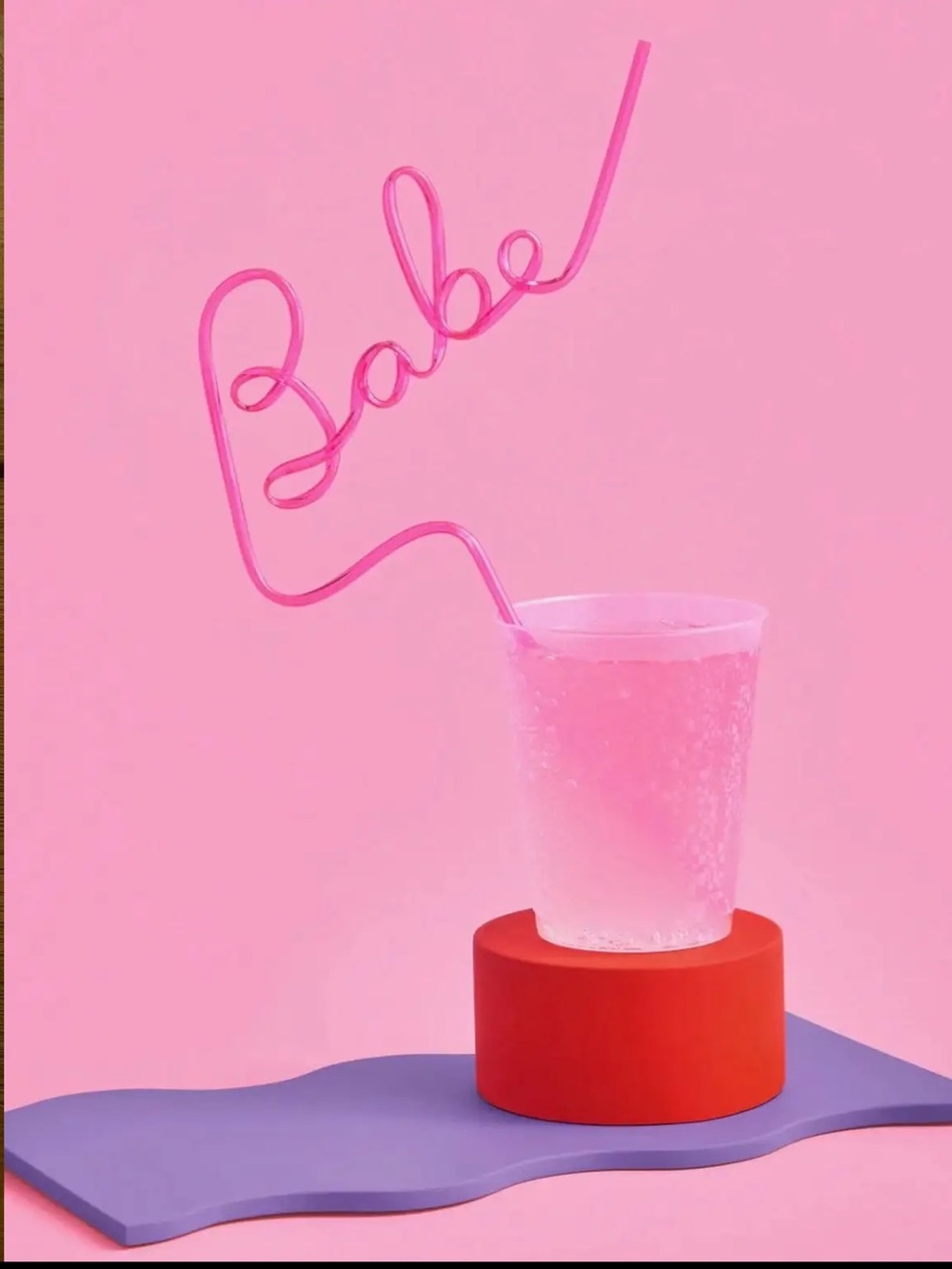 Babe Embroidered Pink Bucket Hat and Straws - Picture 3 of 4